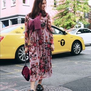 Long mesh floral dress